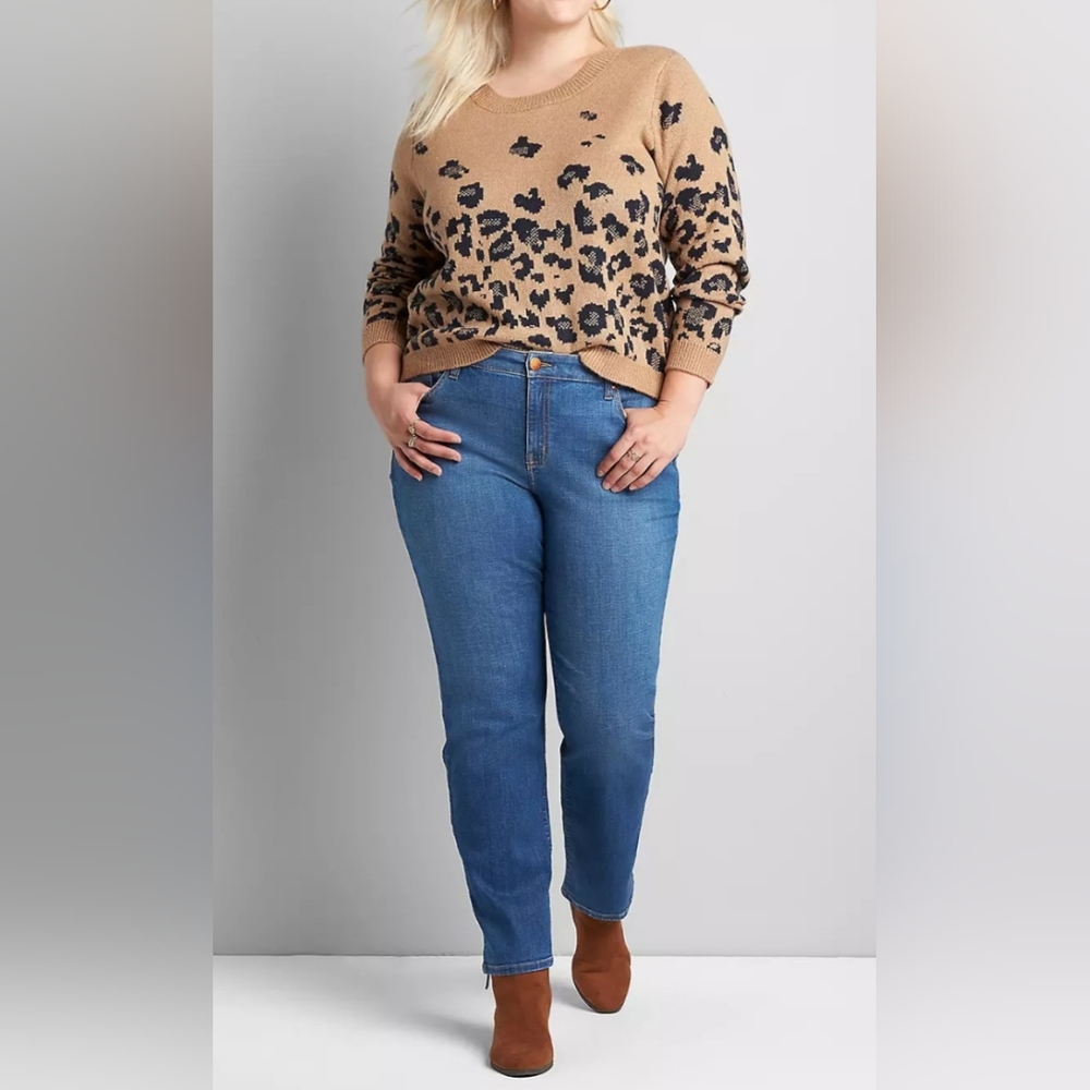 2X or 18/20 LANE BRYANT Animal Print Long Sleeve Sweater